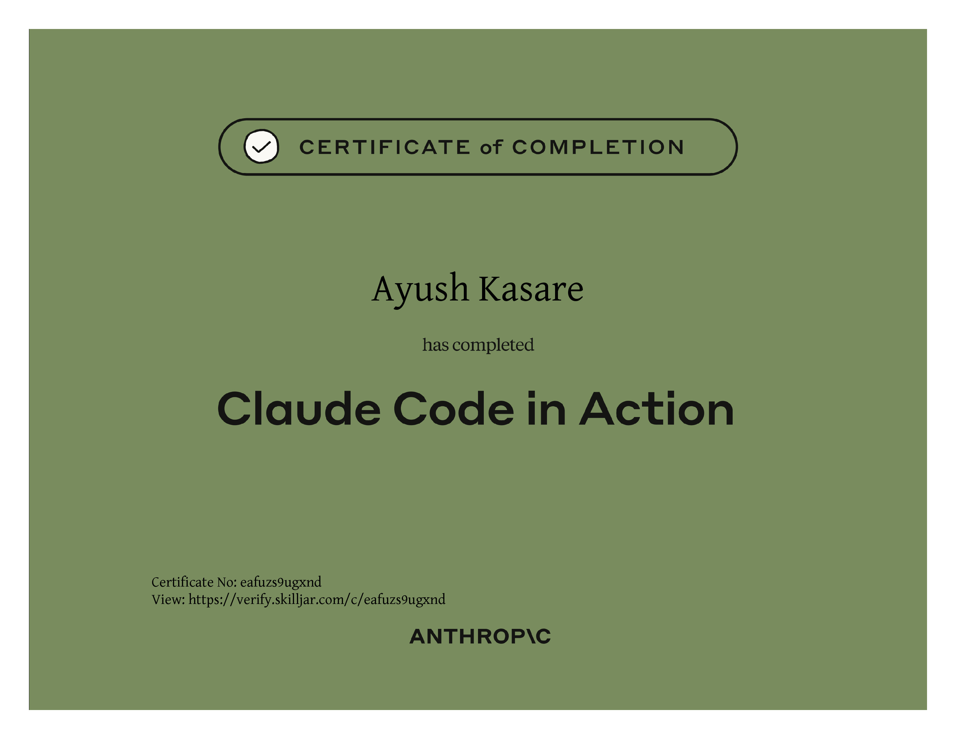 Claude Code in Action certificate